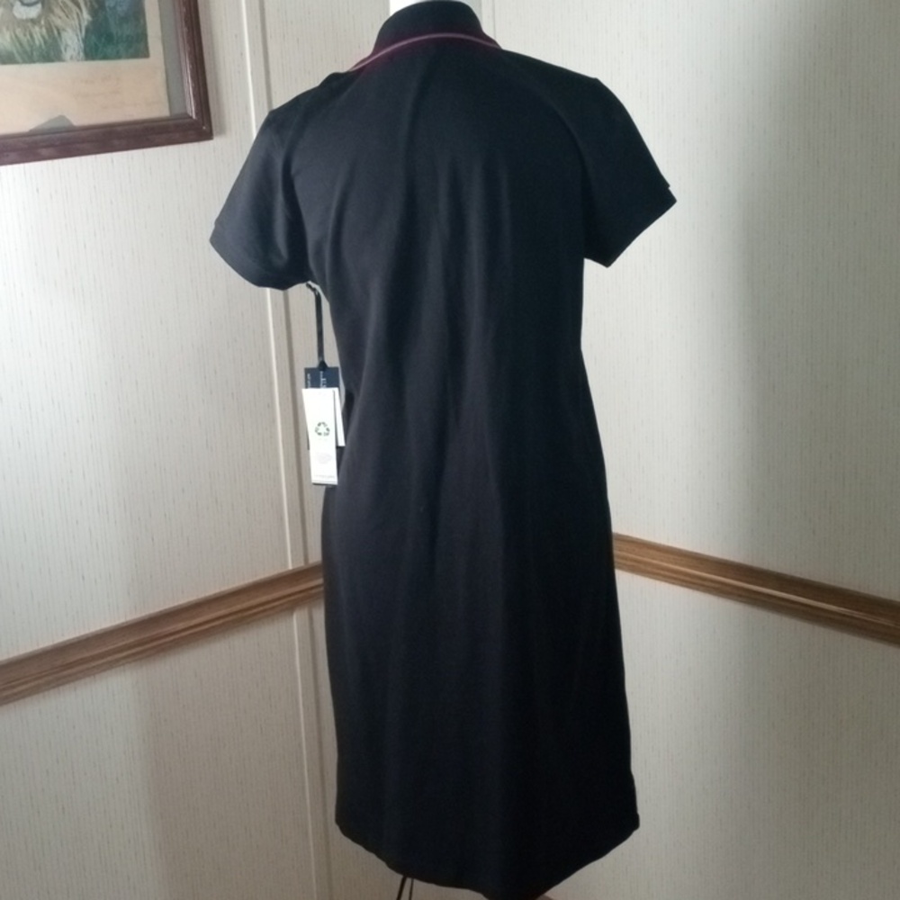 U.S. Polo Assn. Black Mini Polo Dress with Pink Trim, Sporty, Classic,Comfort, - Picture 6 of 7